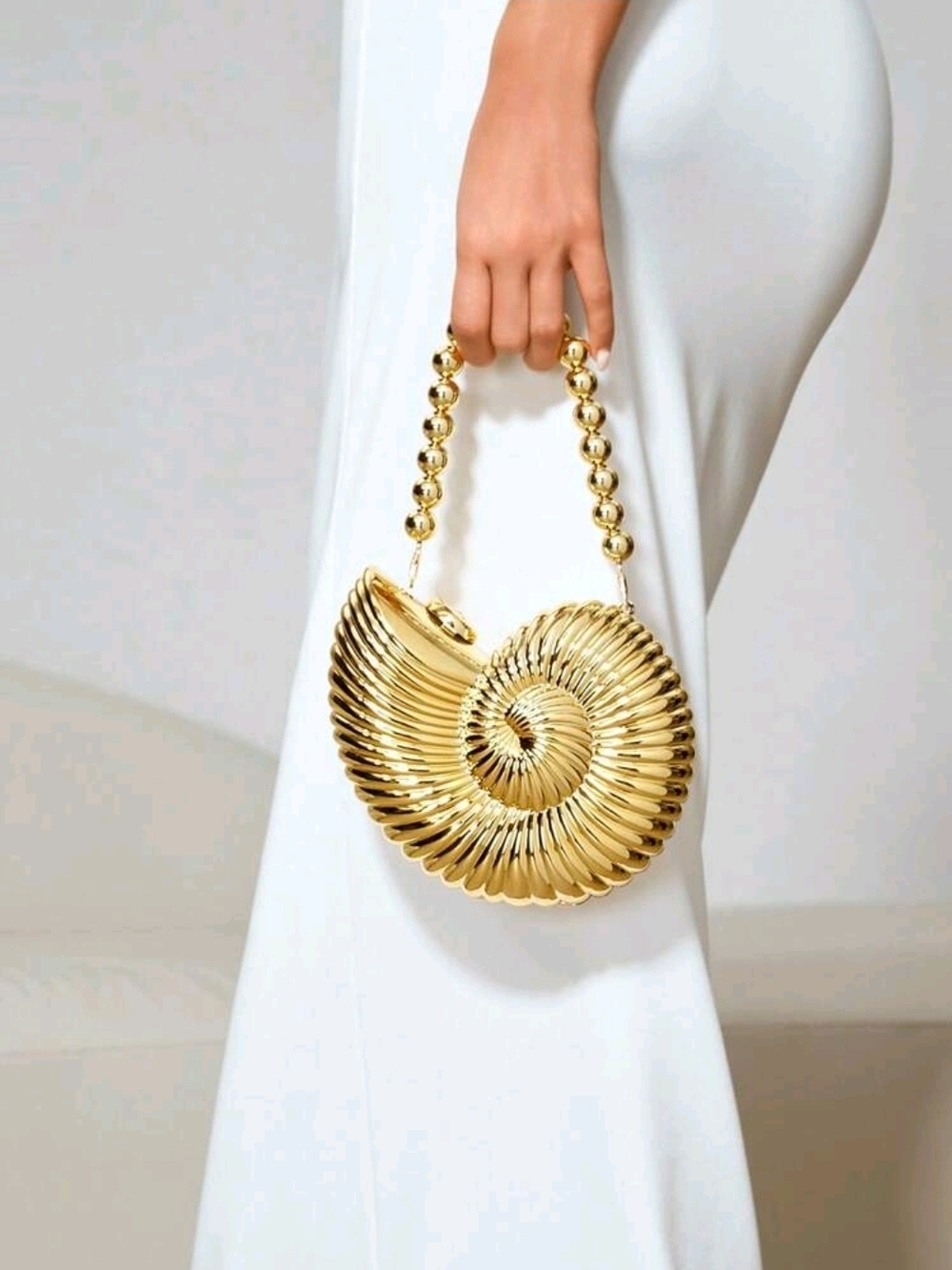 NWT Shiny Gold Spiral Shell Clutch/Shoulder Bag